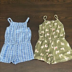 Carter's Blue and Old Navi Green Kids Romper Duo